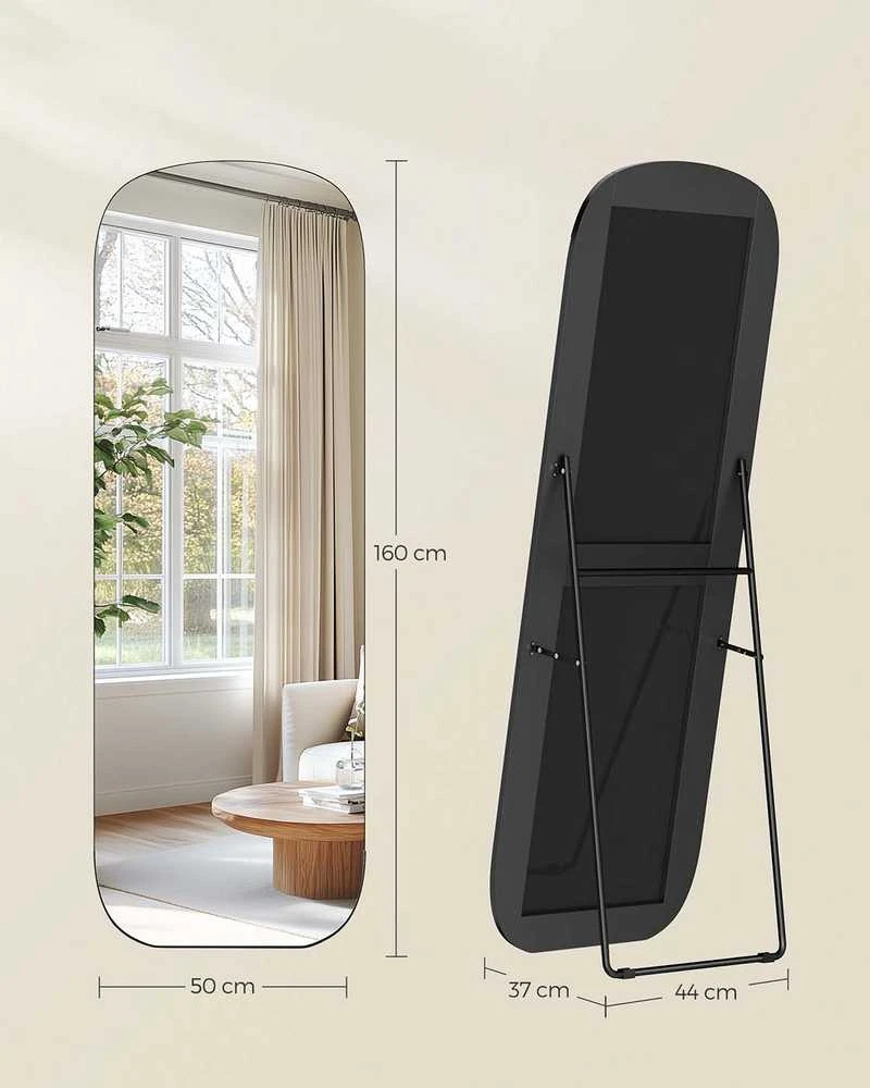 Vasagle Songmics Viso ilgio veidrodis su apvaliais kampais 160 x 50 cm rašalas juodas