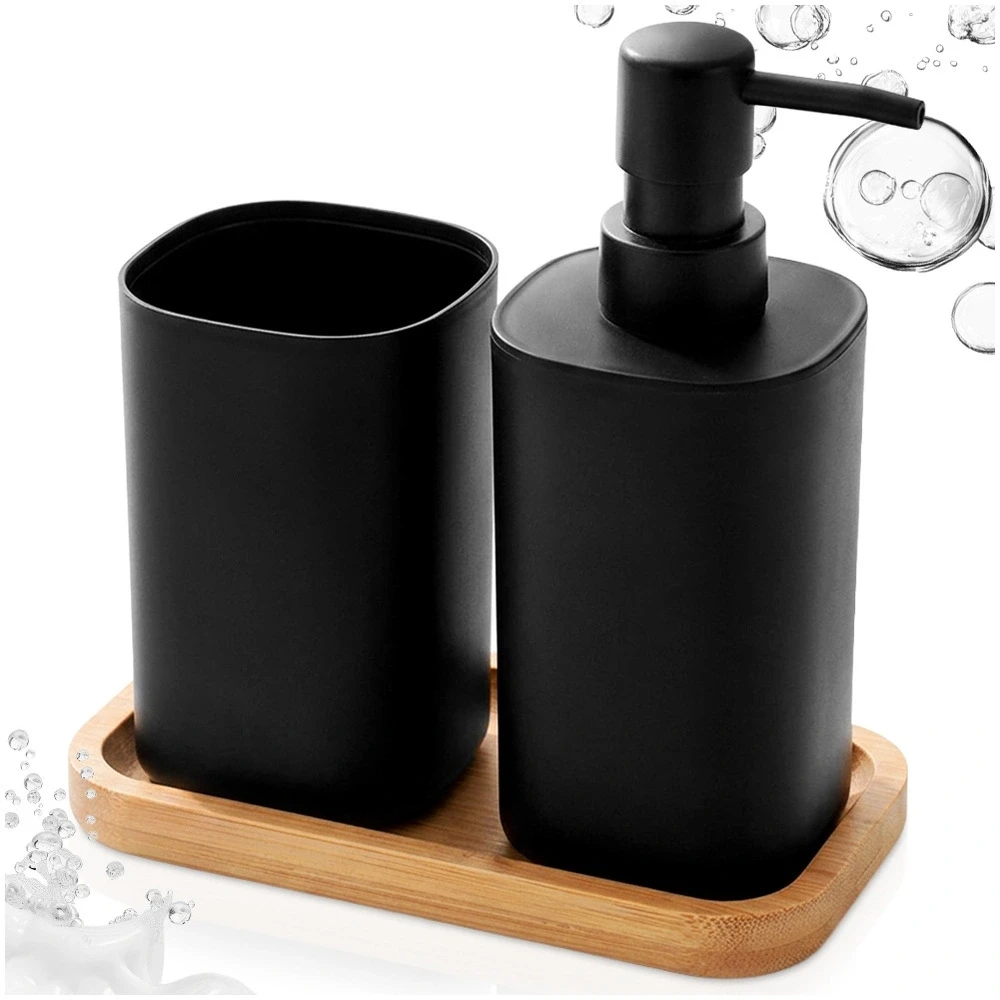 Bathroom Solutions Vonios aksesuarų rinkinys su muilo dozatoriumi, juodas, 3 dalių