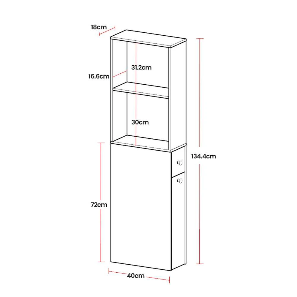 Songmics Vonios kambario spintelė, 40x18x134,4 cm