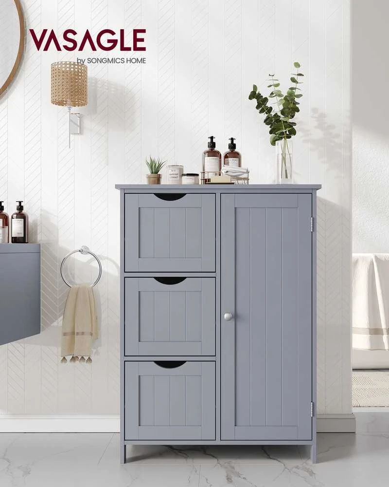 Songmics Vonios kambario spintelė su 3 stalčiais ir durelėmis 30x60x81 cm
