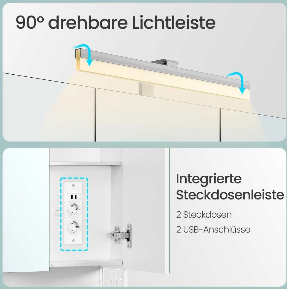 Songmics Vonios kambario spintelė su LED apšvietimu 16,6 x 90 cm