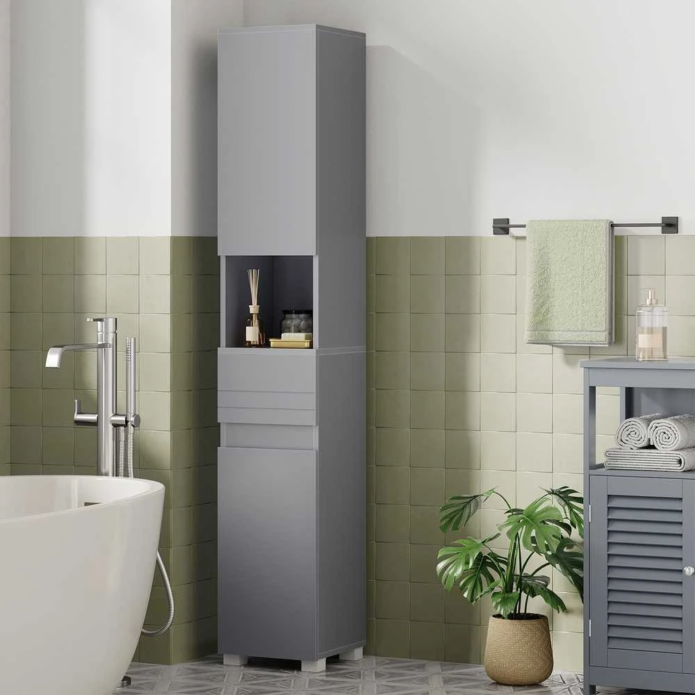 Songmics Vasagle Vonios kambario spintelė 30 x 30 x 170 cm mistinė pilka