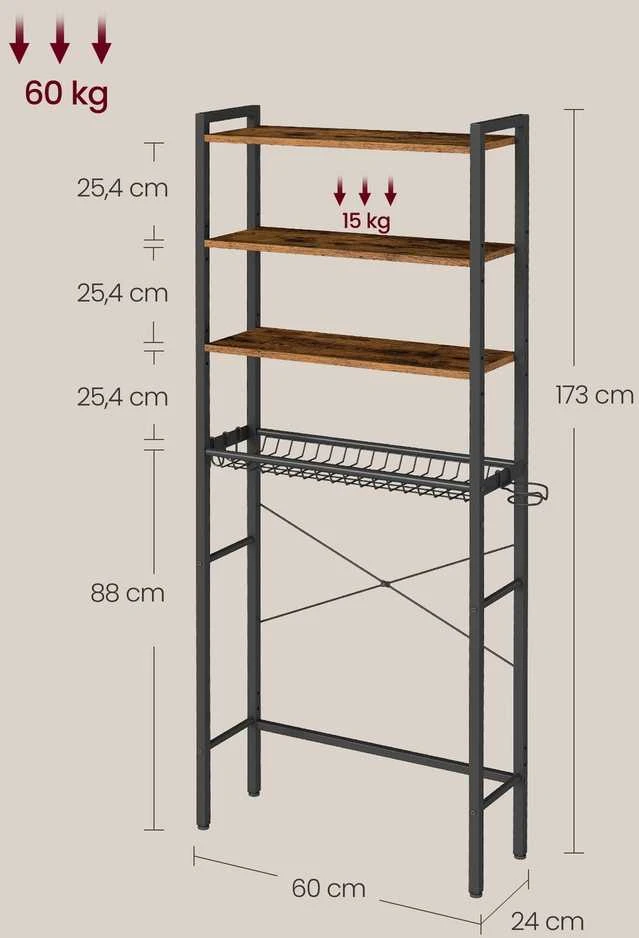 Songmics Vonios lentyna 24 × 60 × 173 cm