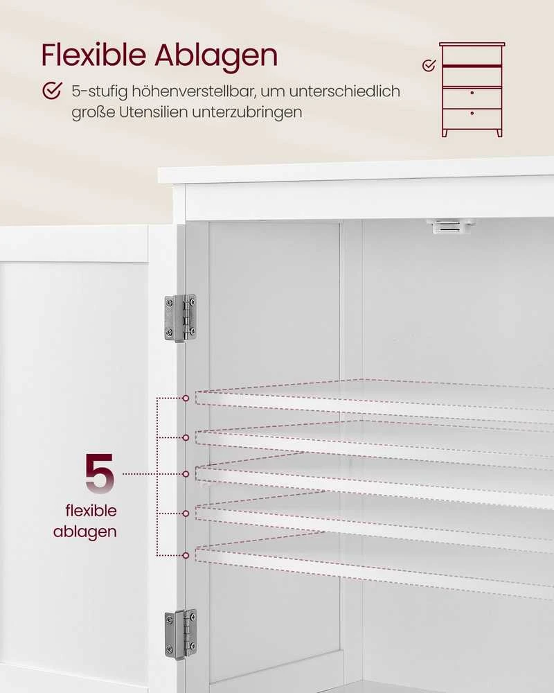 Songmics Vasagle Vonios spintelė 30 x 60 x 110 cm su 2 durelėmis ir 2 stalčiais