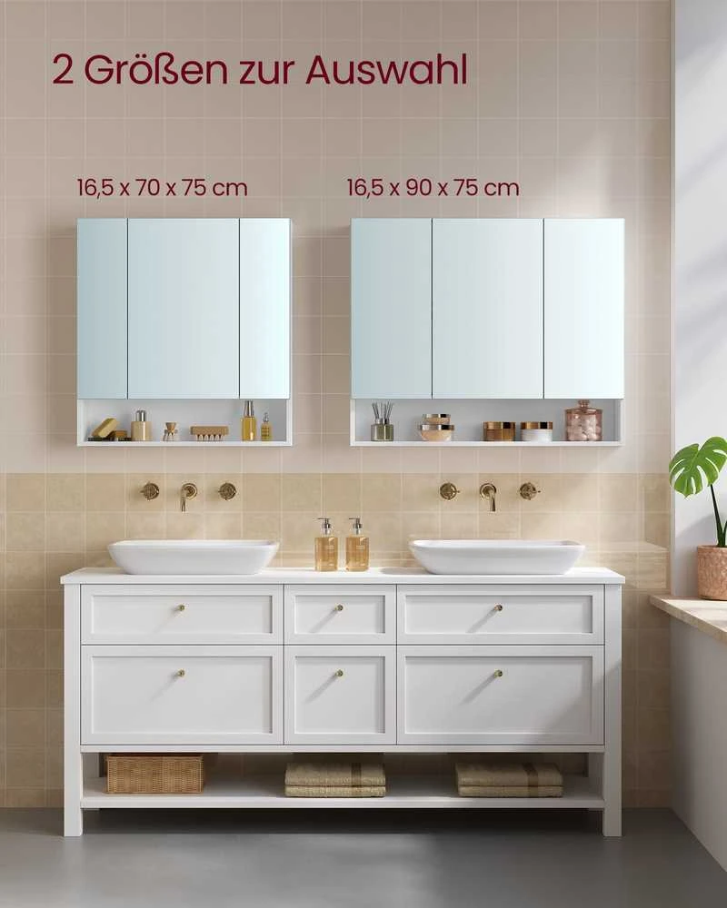 Songmics Vasagle Vonios spintelė su 3 durelėmis 16,5 x 70 x 75 cm debesų spalvos balta