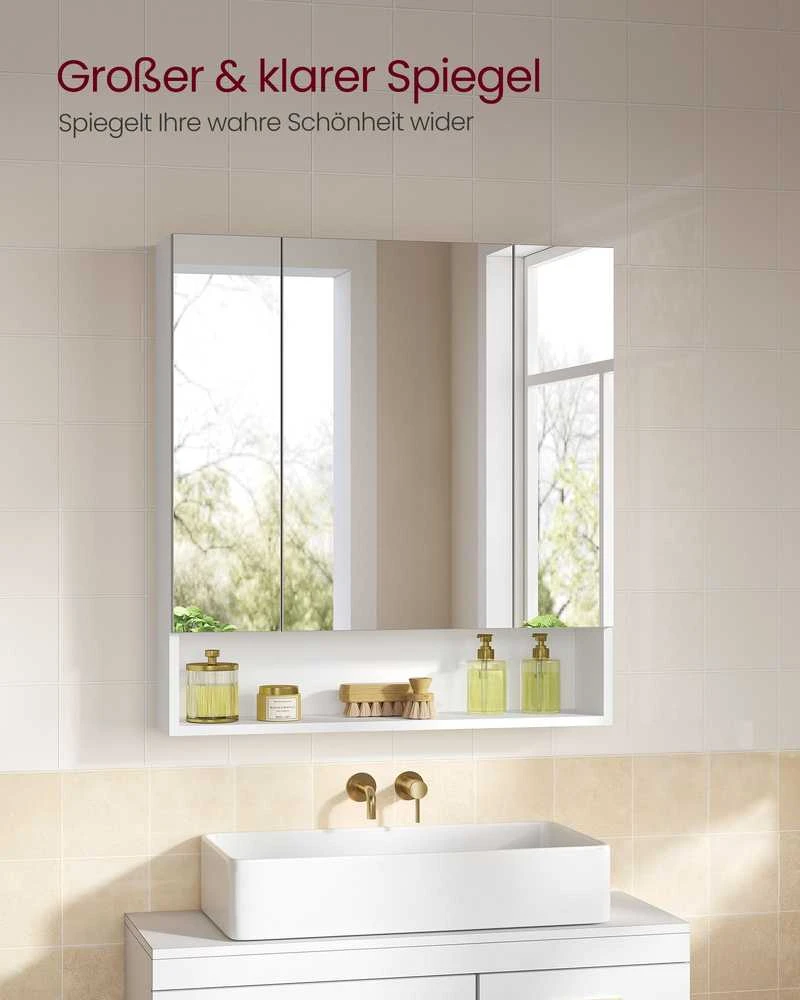 Songmics Vasagle Vonios spintelė su 3 durelėmis 16,5 x 70 x 75 cm debesų spalvos balta