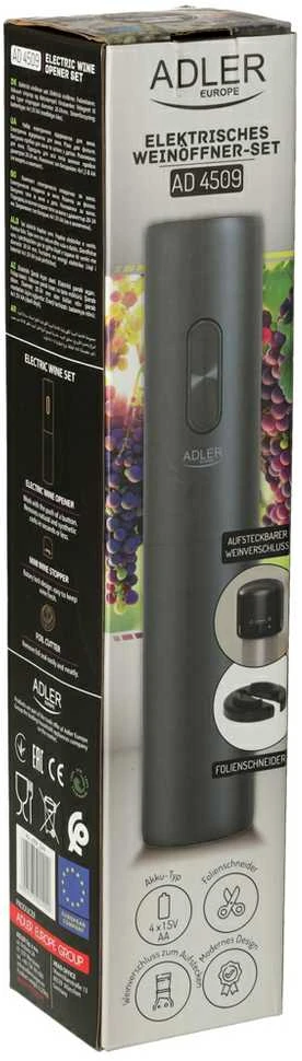Adler | Elektrinis vyno atidarytuvas - Rinkinys | AD 4509 | Juodas