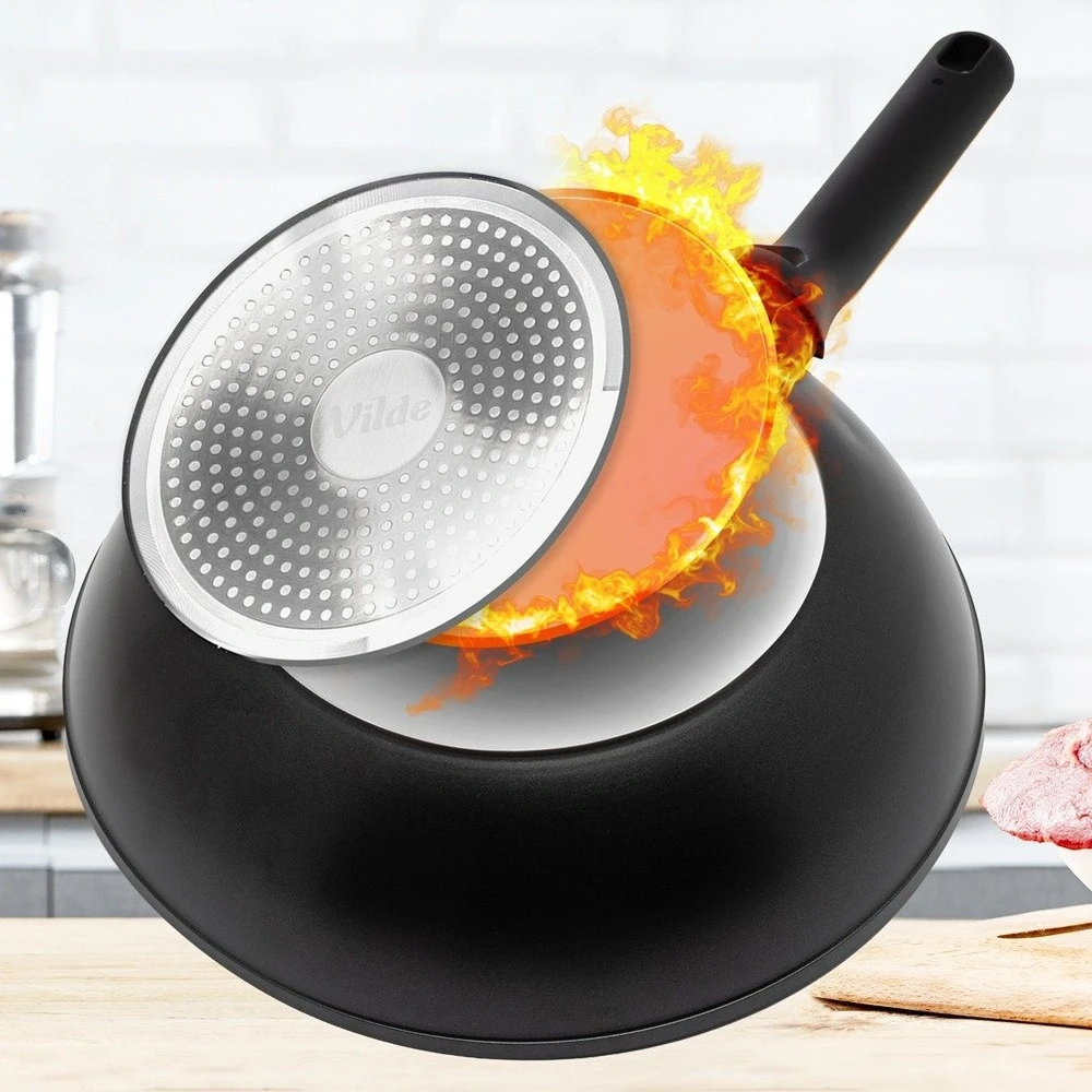 Wok keptuvė granitine danga, juoda, 28 cm