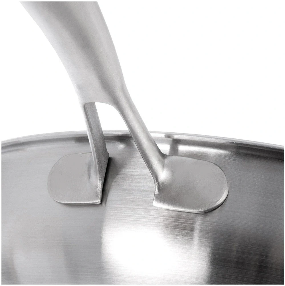 Wok keptuvė iš trijų sluoksnių nerūdijančiojo plieno, sidabrinė, 30 cm
