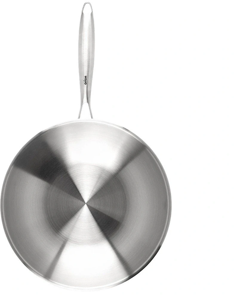 Wok keptuvė iš trijų sluoksnių nerūdijančiojo plieno, sidabrinė, 30 cm