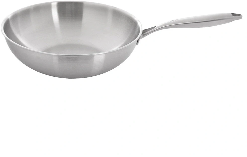 Wok keptuvė iš trijų sluoksnių nerūdijančiojo plieno, sidabrinė, 30 cm