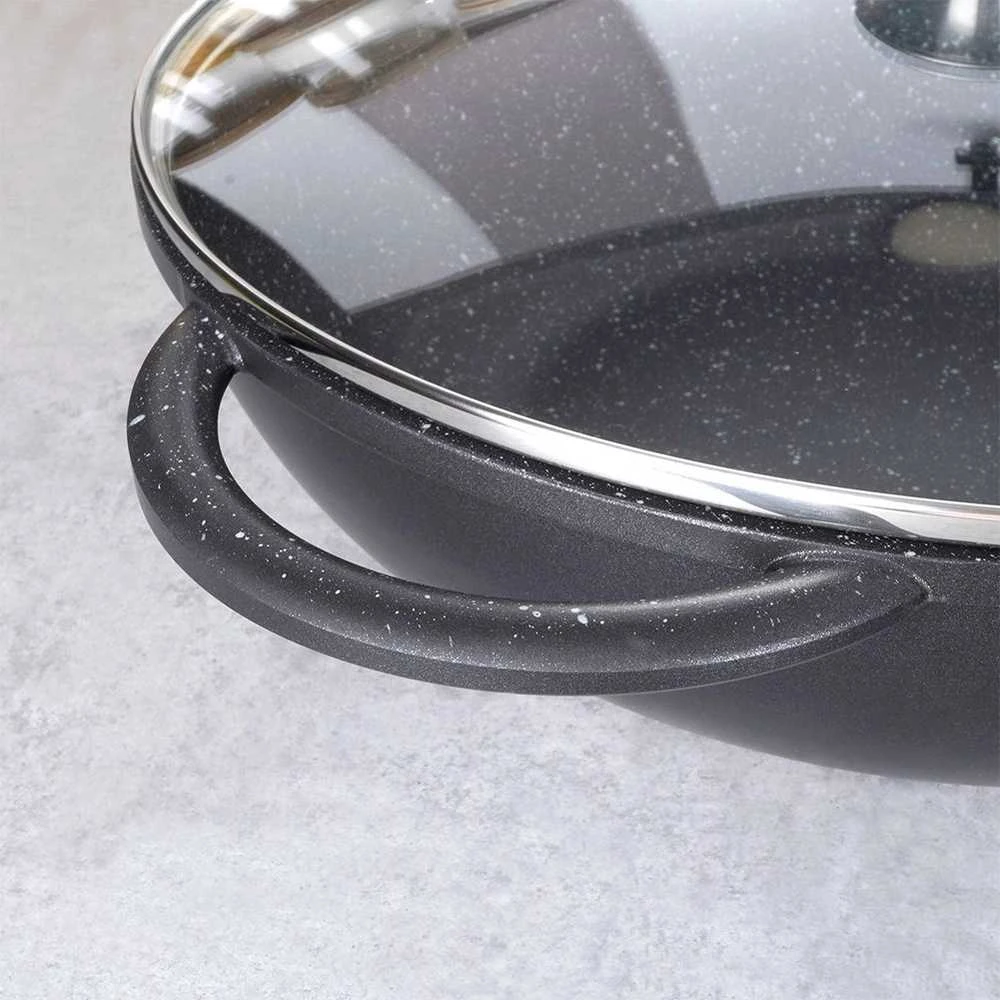 Orion Wok keptuvė GRANDE 32 cm granitinė su stikliniu dangteliu