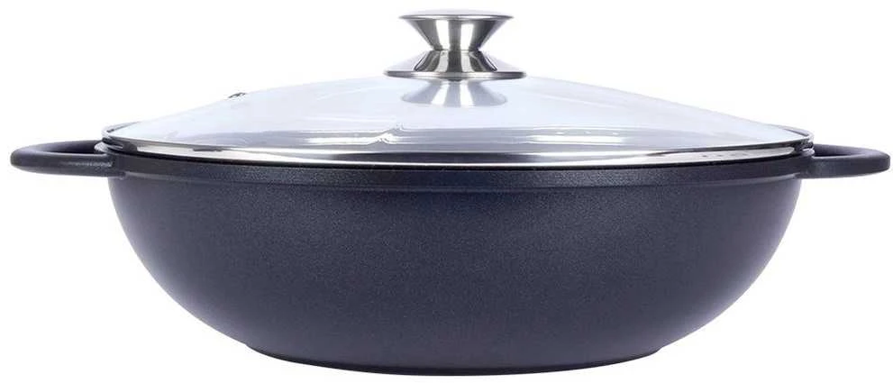 Orion Wok keptuvė GRANDE 32 cm granitinė su stikliniu dangteliu