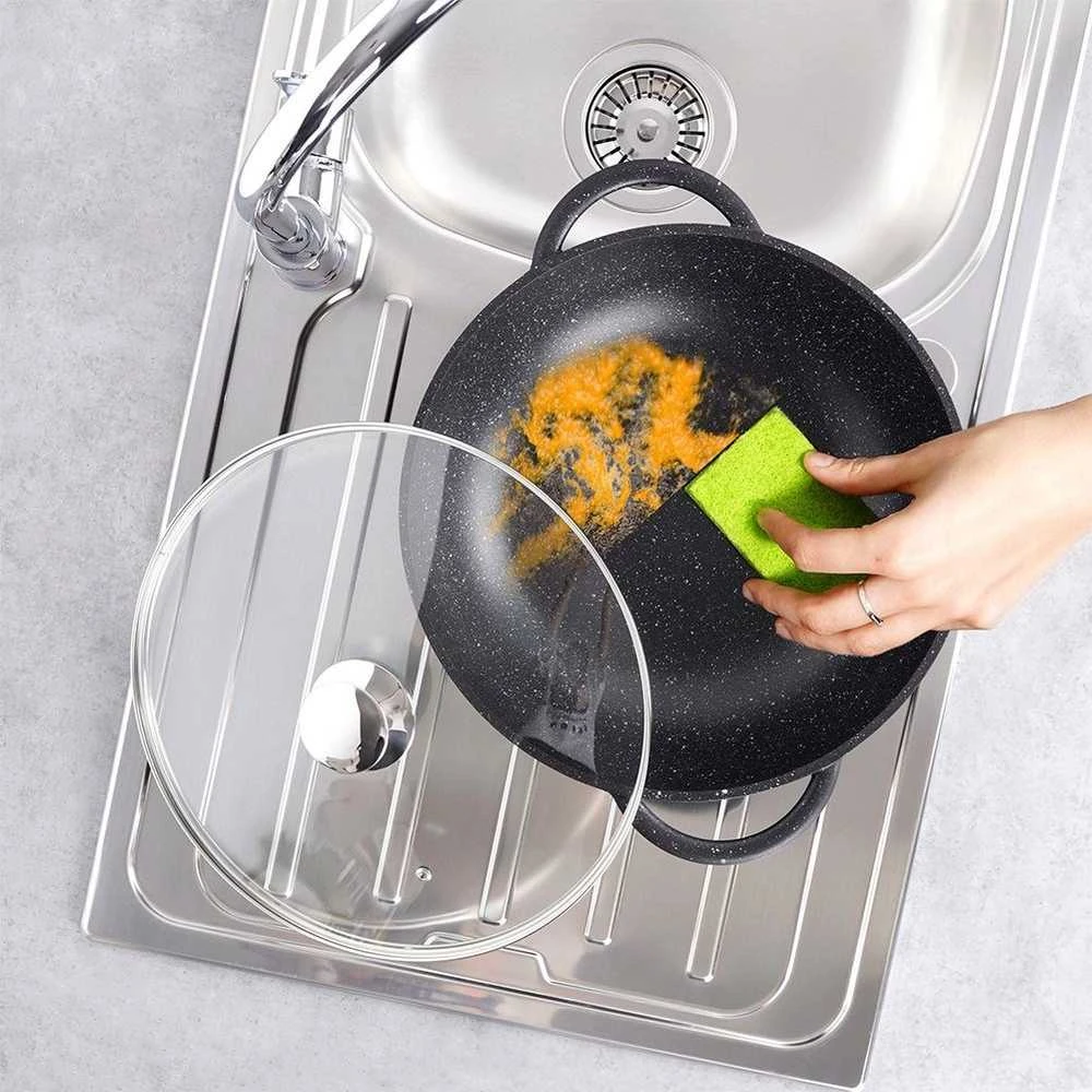 Orion Wok keptuvė GRANDE 32 cm granitinė su stikliniu dangteliu