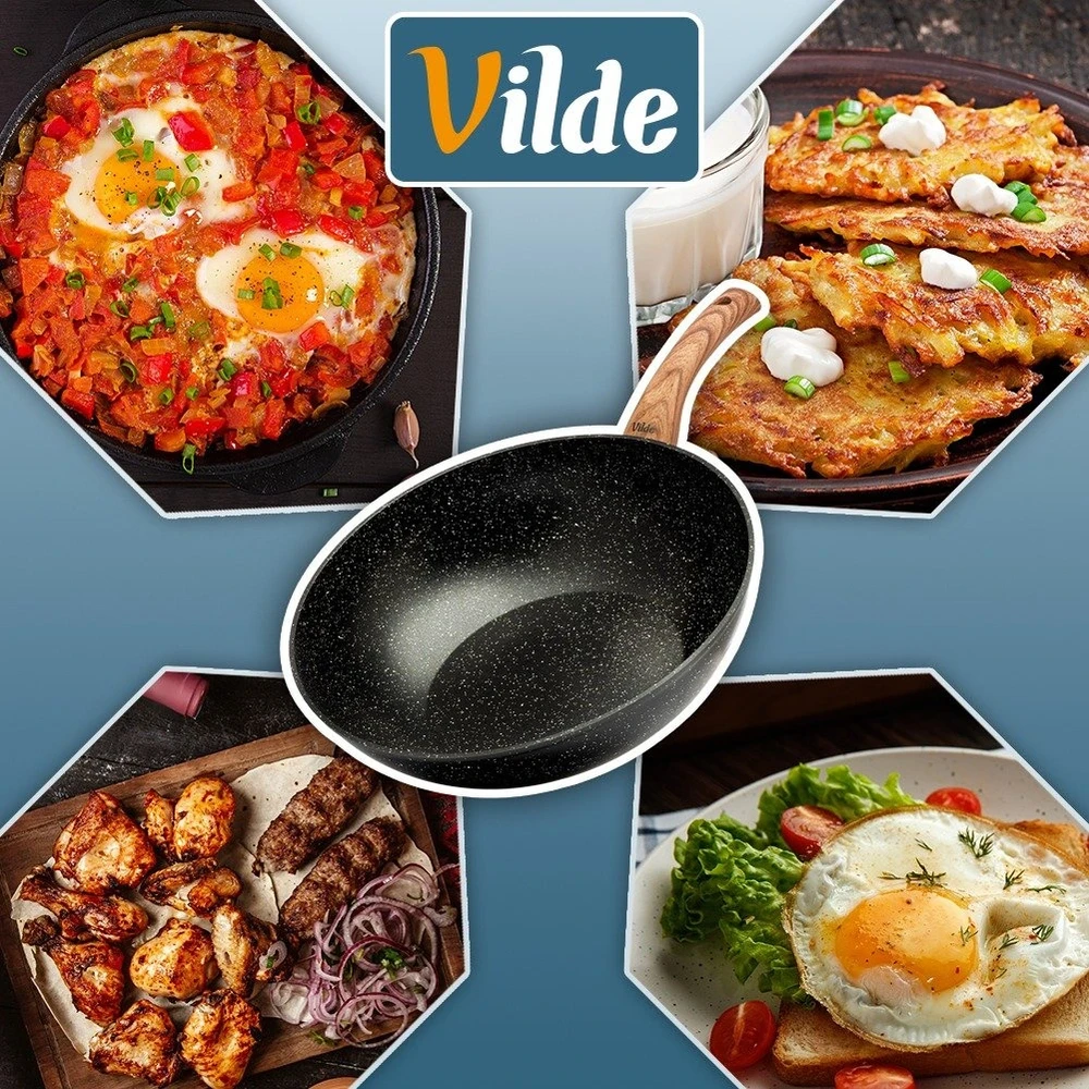 Wok keptuvė su granitine danga, juoda, Ø 32 cm