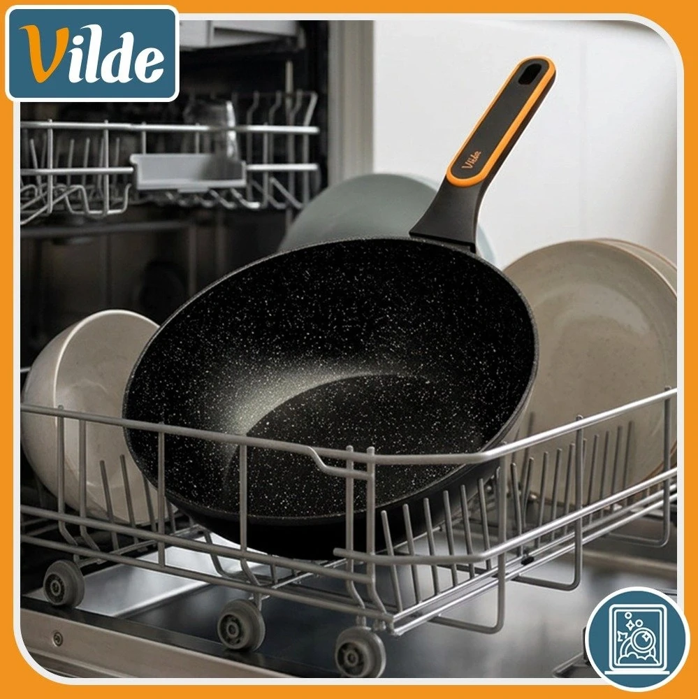 Wok keptuvė su granitine danga, juoda, Ø 32 cm