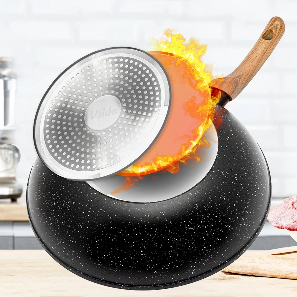 Wok keptuvė su granitine danga, juoda, Ø 32 cm
