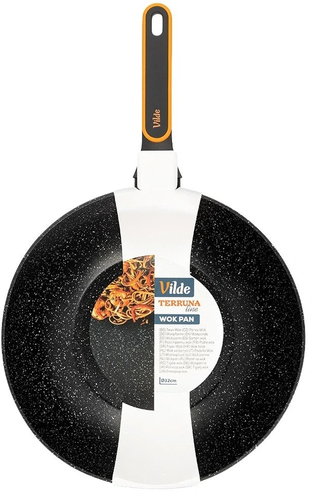 Wok keptuvė su granitine danga, juoda, Ø 32 cm