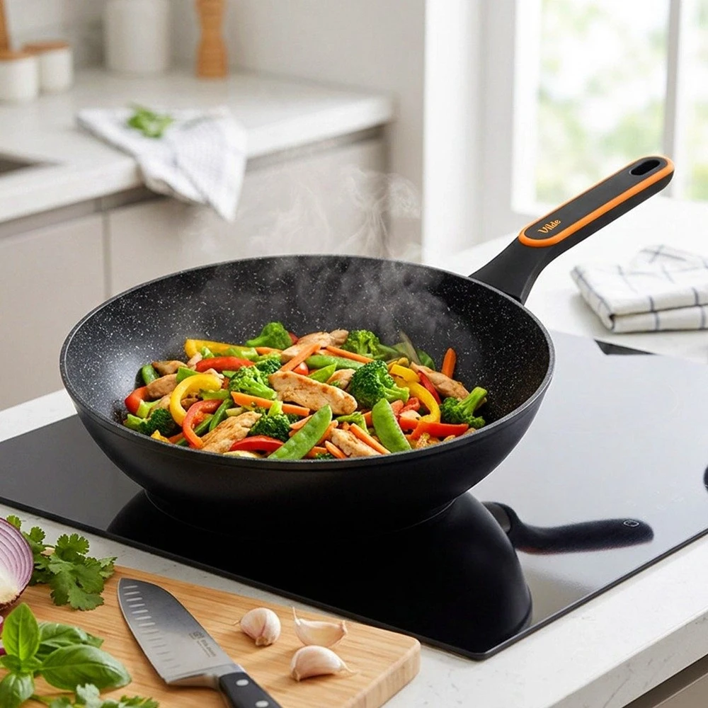 Wok keptuvė su granitine danga, juoda, Ø 32 cm