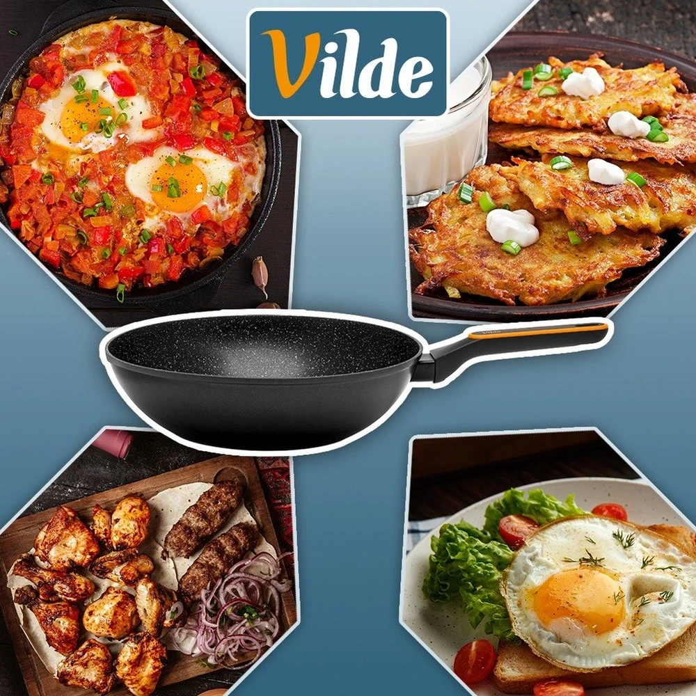 Wok keptuvė su granitine danga, juoda, Ø 32 cm