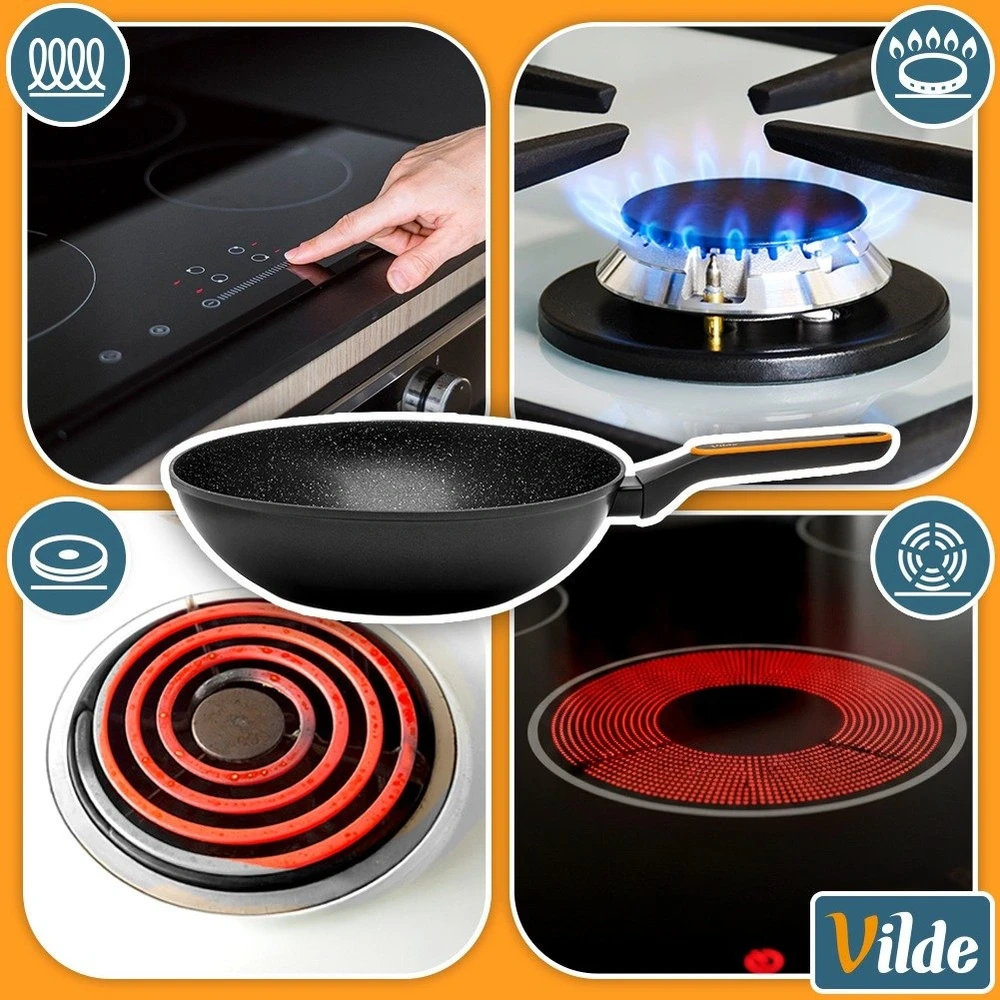 Wok keptuvė su granitine danga, juoda, Ø 32 cm