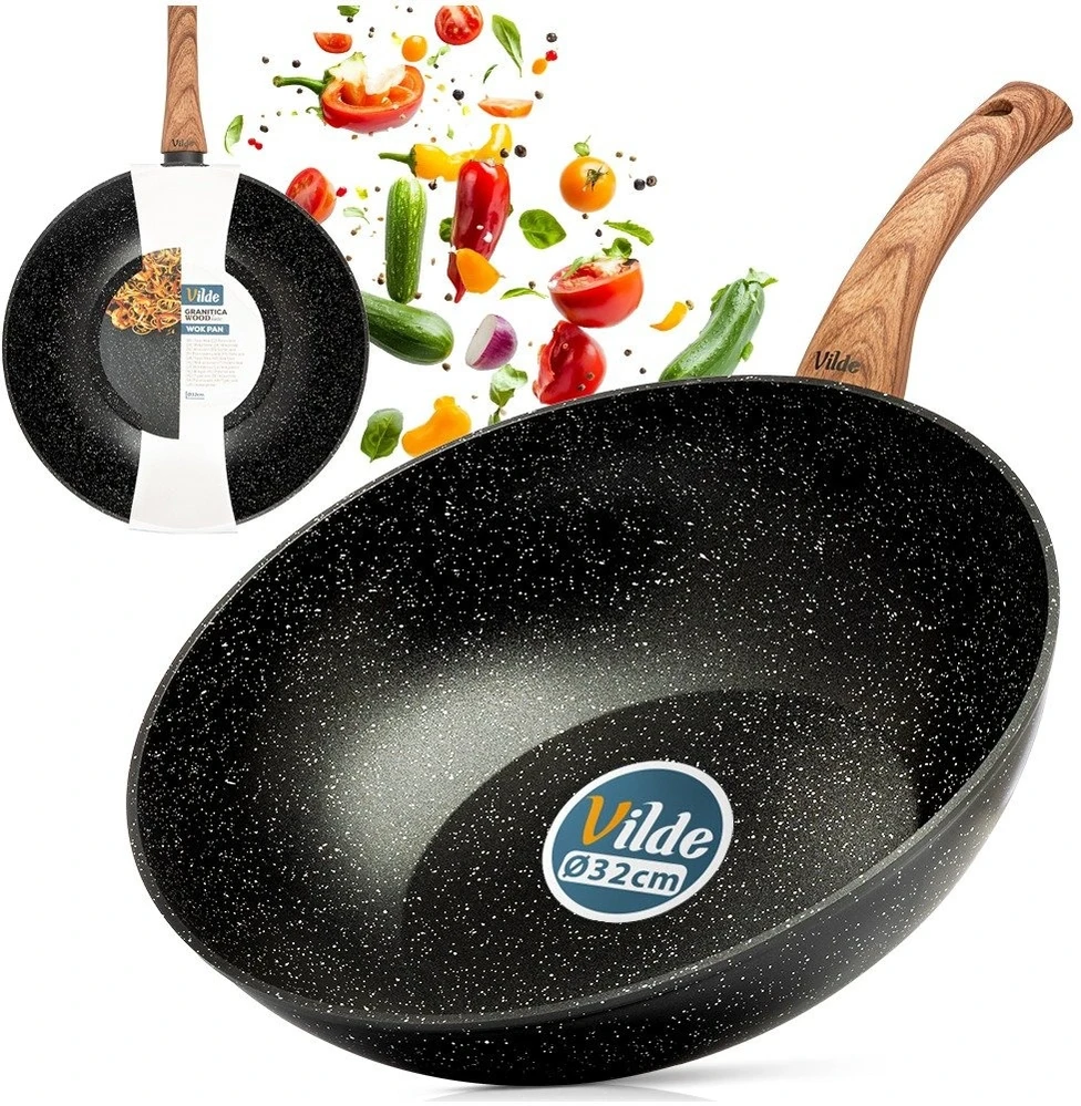 Wok keptuvė su granitine danga, juoda, Ø 32 cm