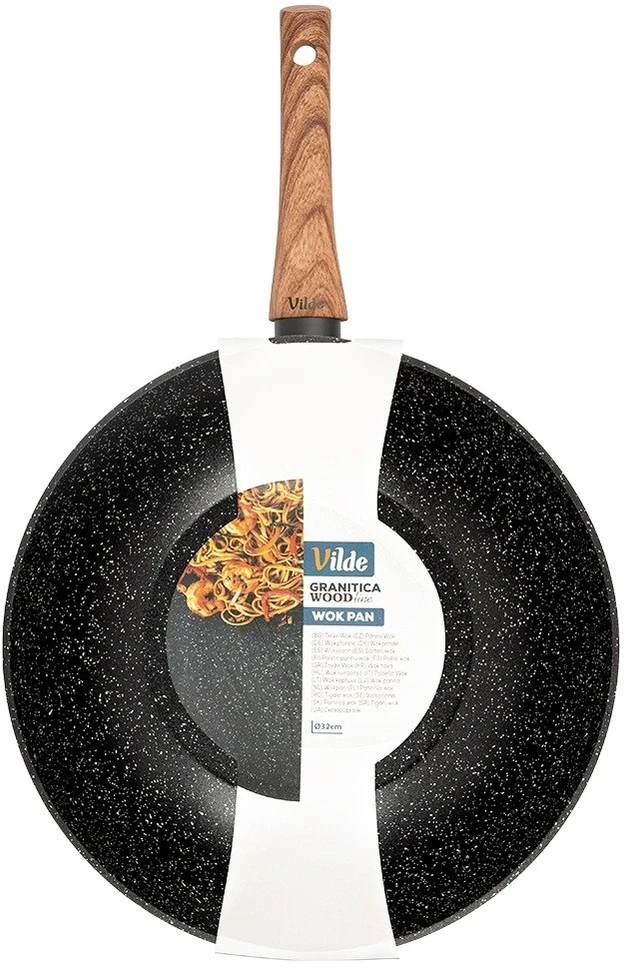 Wok keptuvė su granitine danga, juoda, Ø 32 cm