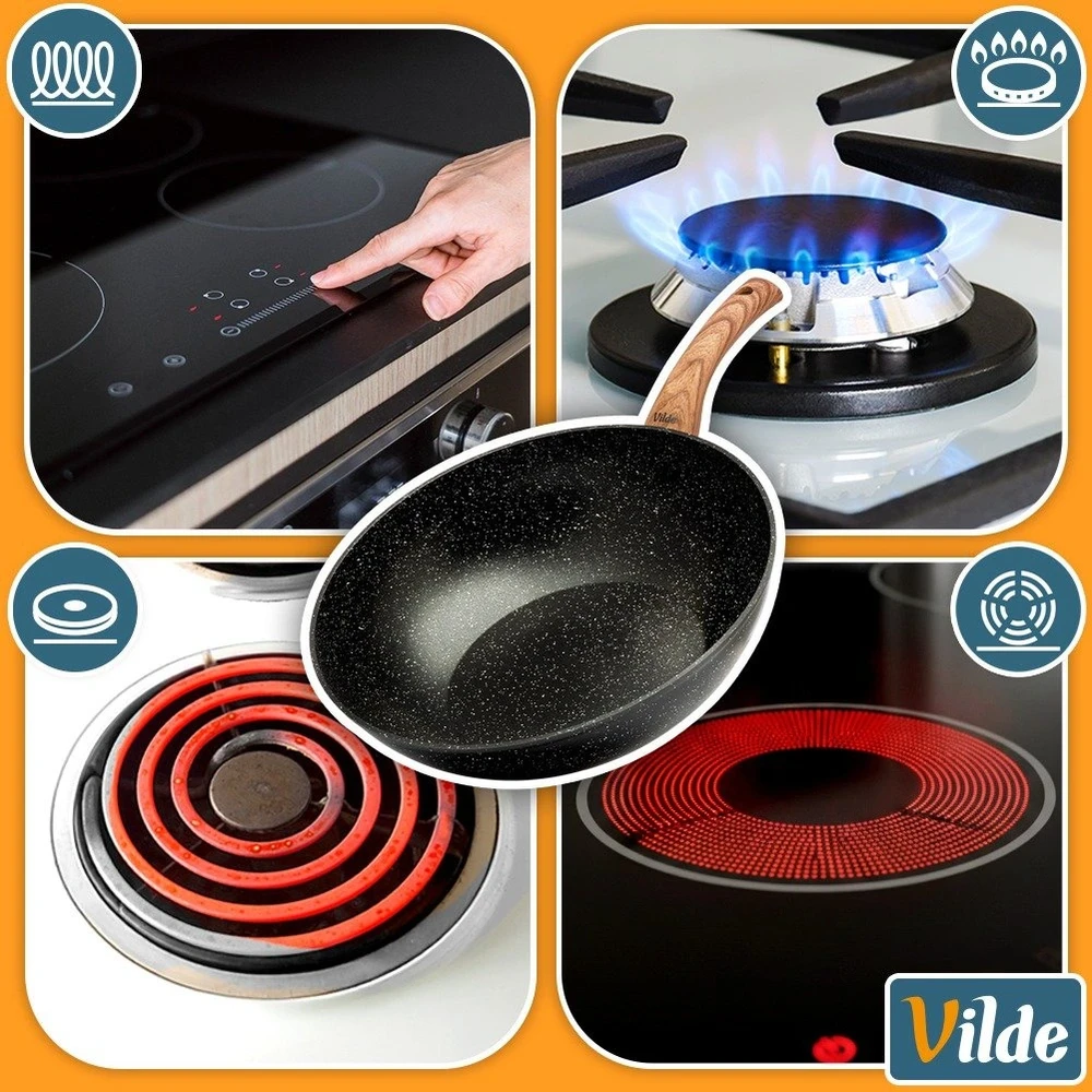 Wok keptuvė su granitine danga, juoda, Ø 32 cm
