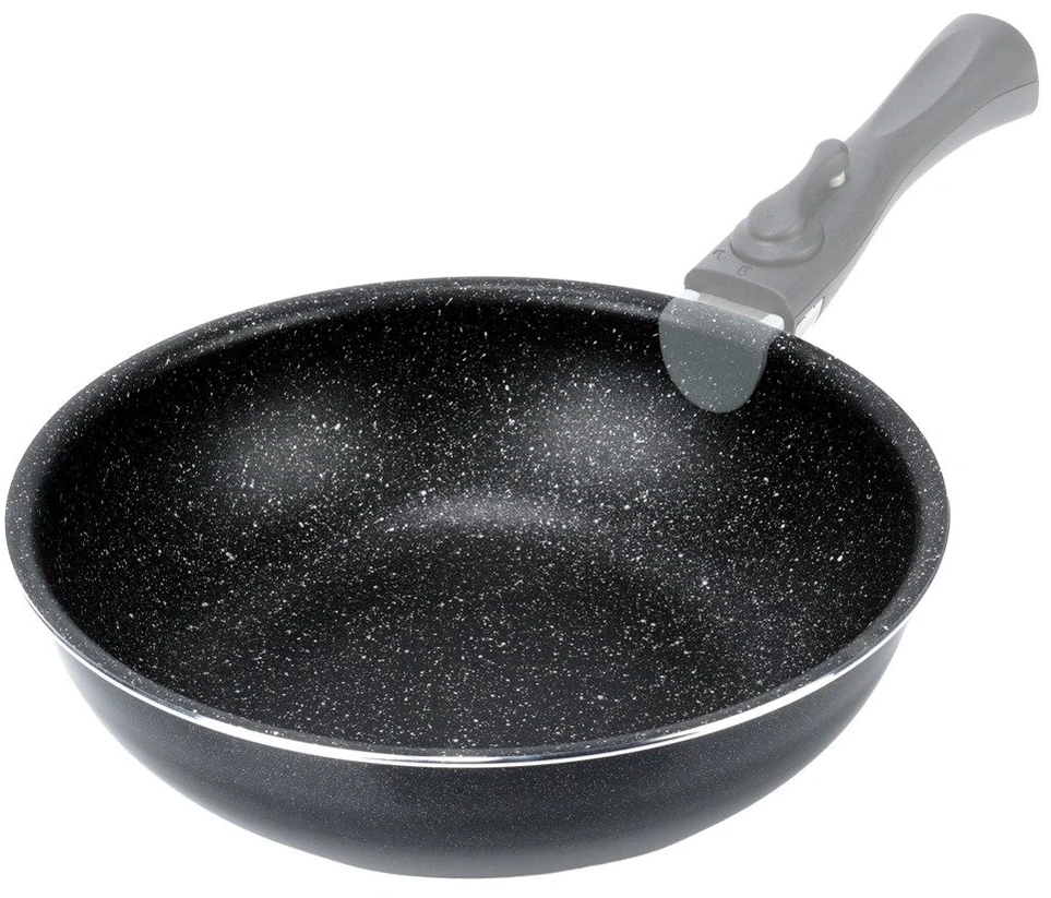 Wok keptuvė su PFLUON GRANIT danga, juoda, 26 cm