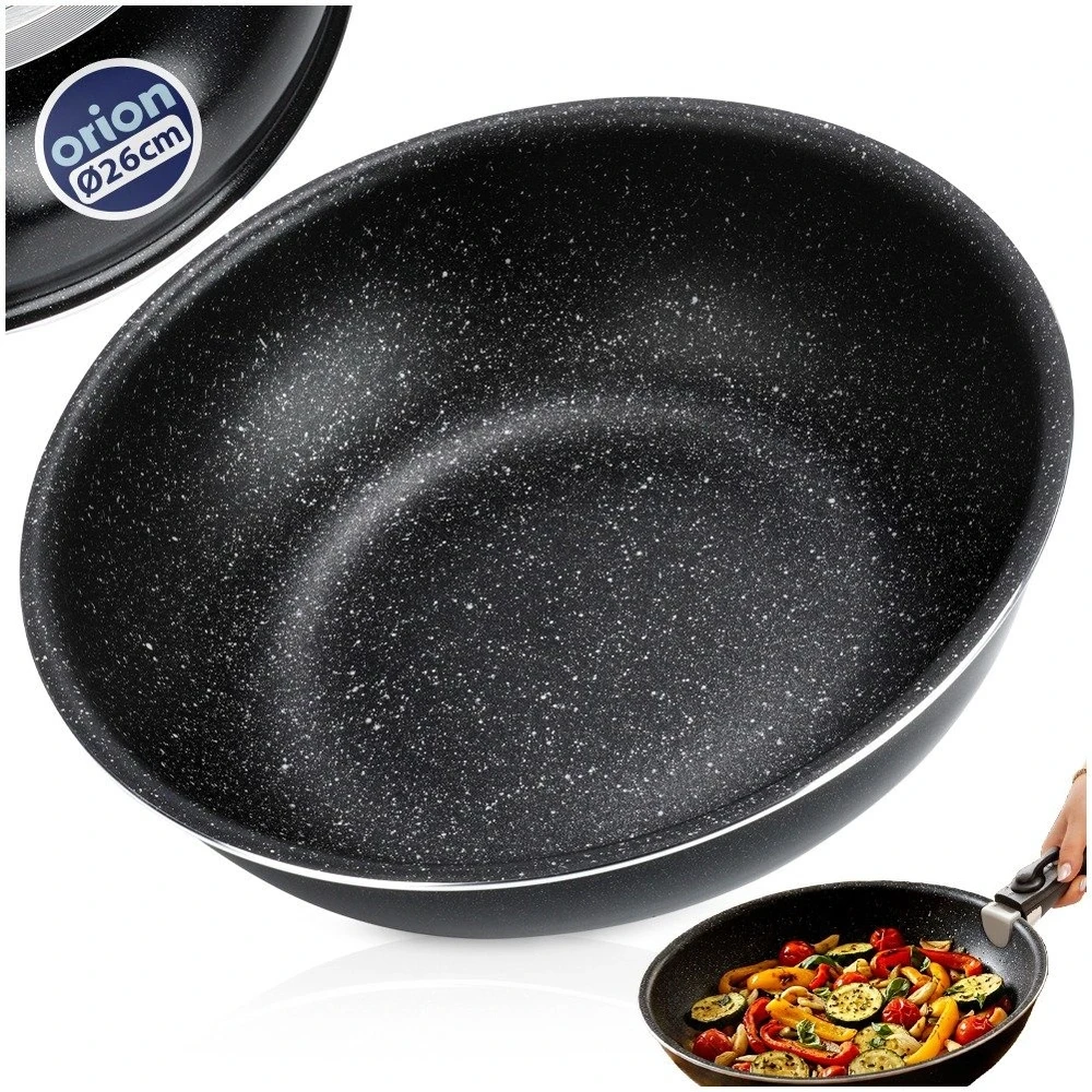 Wok keptuvė su PFLUON GRANIT danga, juoda, 26 cm