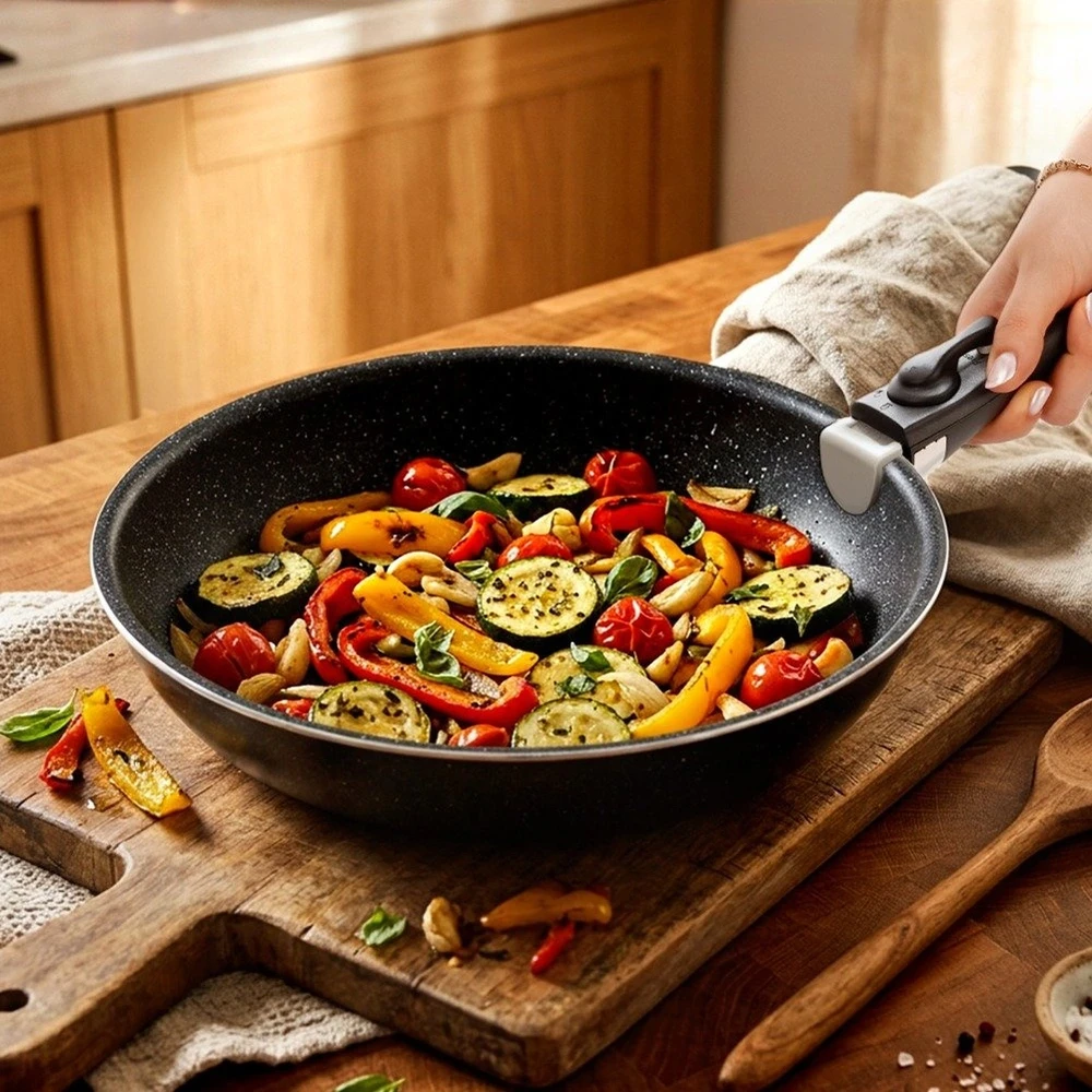 Wok keptuvė su PFLUON GRANIT danga, juoda, 26 cm