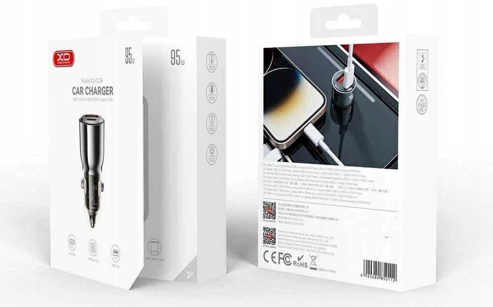 XO automobilinis įkroviklis CC58 95W 1x USB tamsiai pilkas