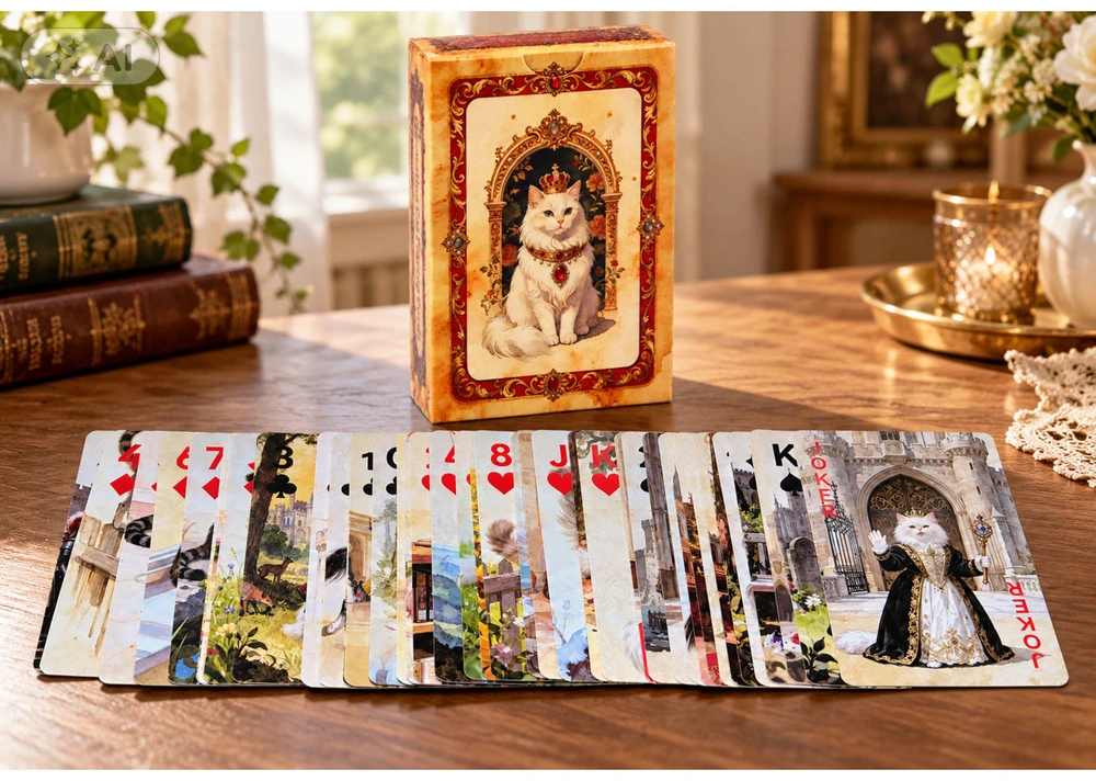 Lean Toys Žaidimo kortos „Royal Cats“, 54 vnt.
