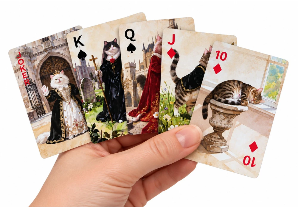Lean Toys Žaidimo kortos „Royal Cats“, 54 vnt.