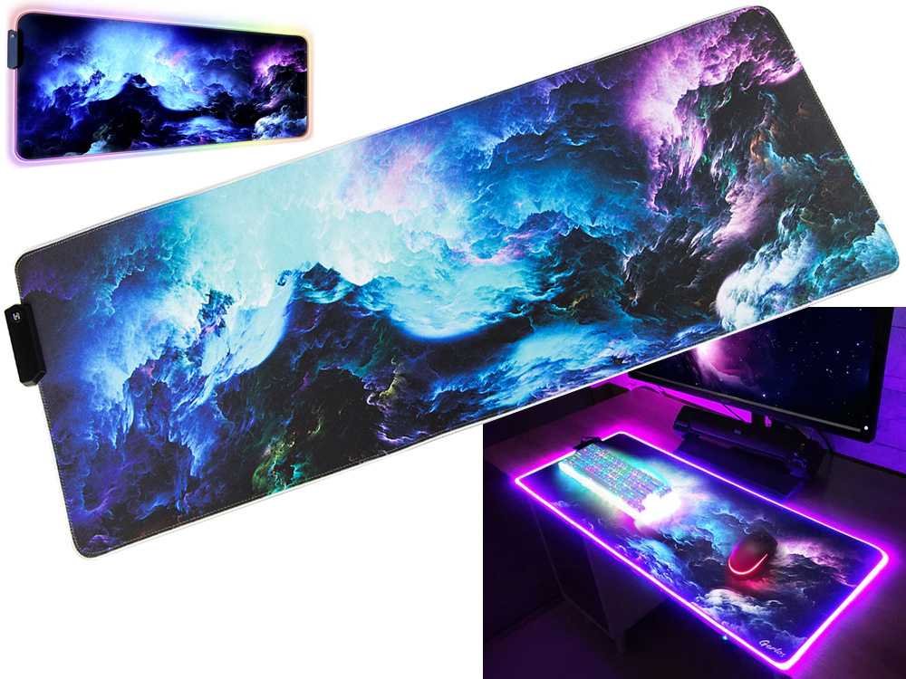 Žaidimų pelės kilimėlis su RGB LED apšvietimu, 80x30 cm