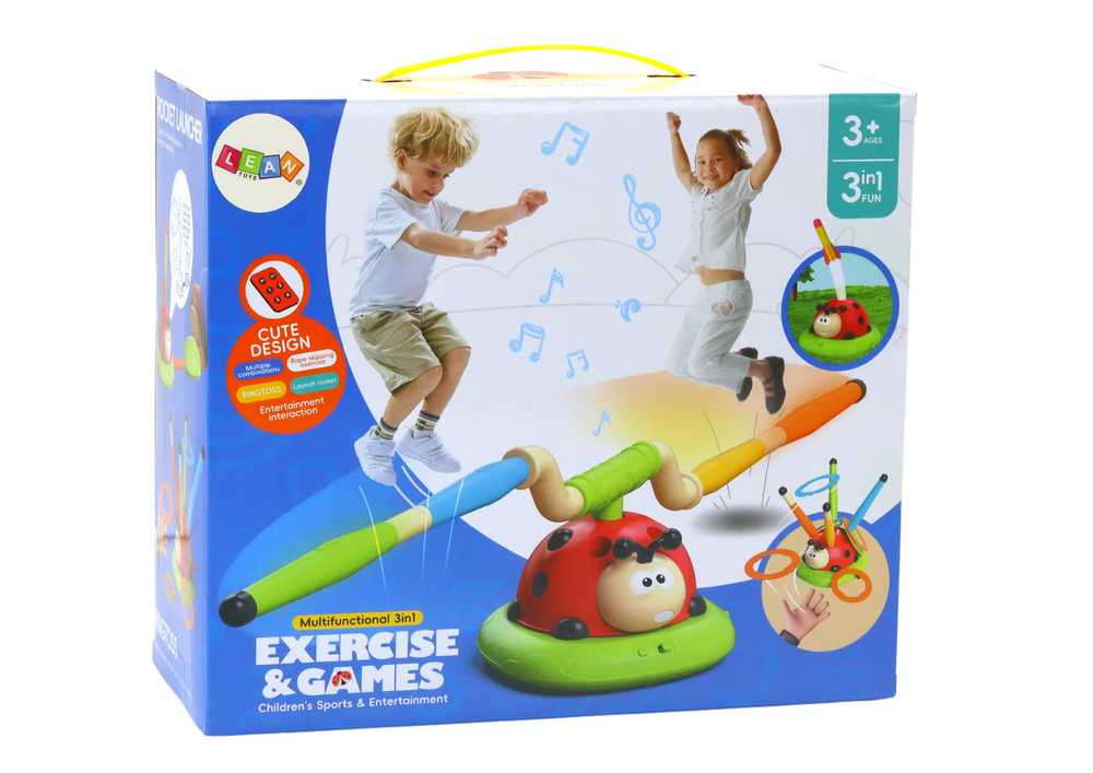 Lean Toys Žaislas boružėlė 3in1 su šokdyne, Taikiniu ir Raketų Paleidimo Funkcija