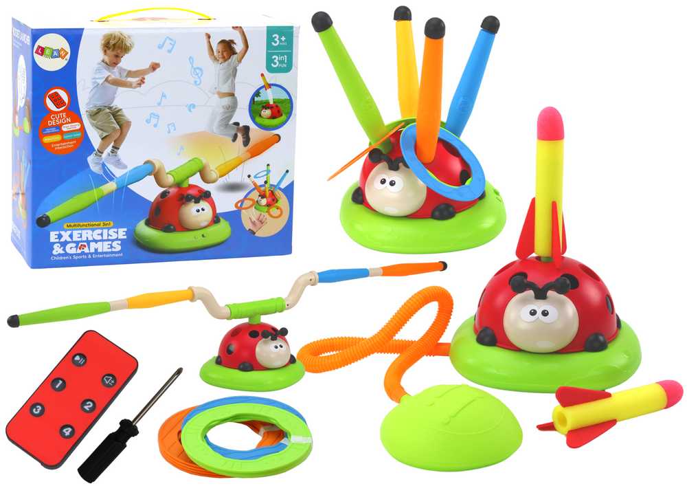 Lean Toys Žaislas boružėlė 3in1 su šokdyne, Taikiniu ir Raketų Paleidimo Funkcija