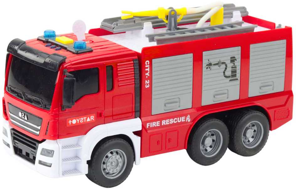 Lean Toys Žaislinis gaisrinės automobilis su vandens funkcija, šviesomis ir garsu