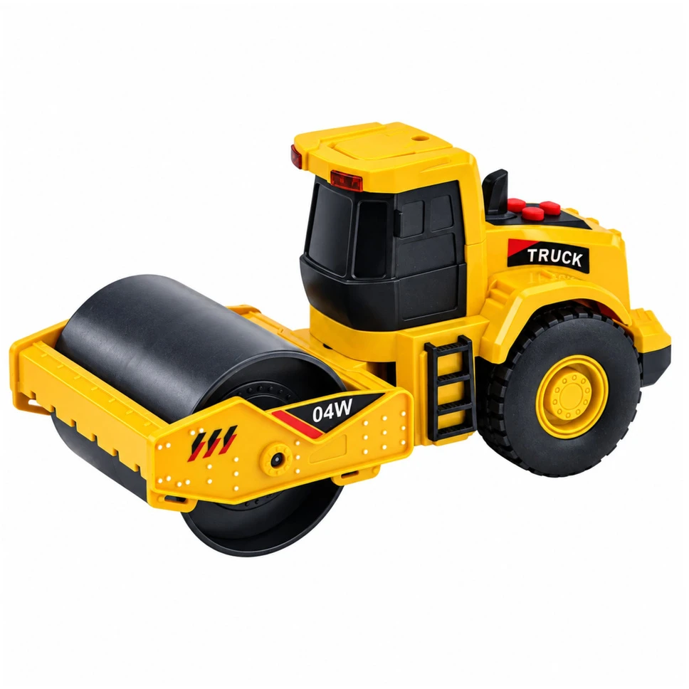 Lean Toys Žaislinis kelio volas 1:32 mastelio su šviesos ir garso efektais, geltonas ir juodas, 16 × 8 × 7 cm