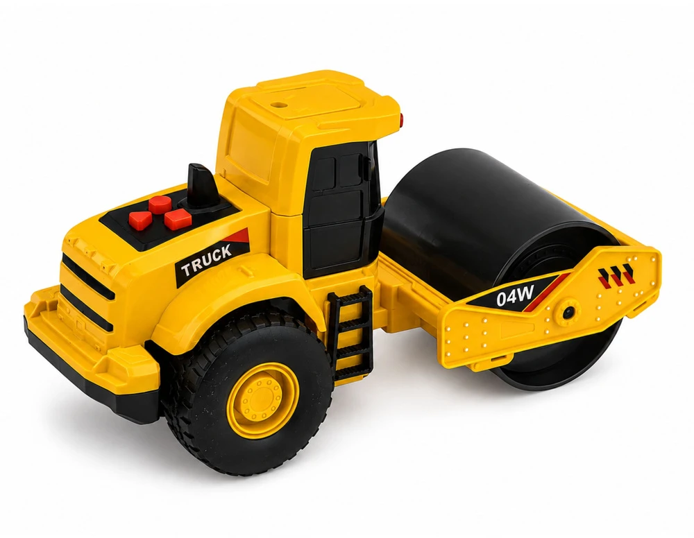 Lean Toys Žaislinis kelio volas 1:32 mastelio su šviesos ir garso efektais, geltonas ir juodas, 16 × 8 × 7 cm