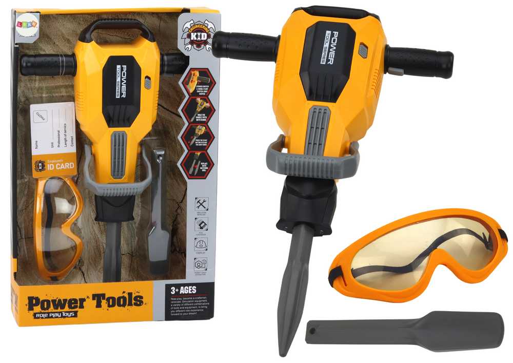 Žaislinis pneumatinis plaktukas su priedais Lean Toys, geltonas/juodas