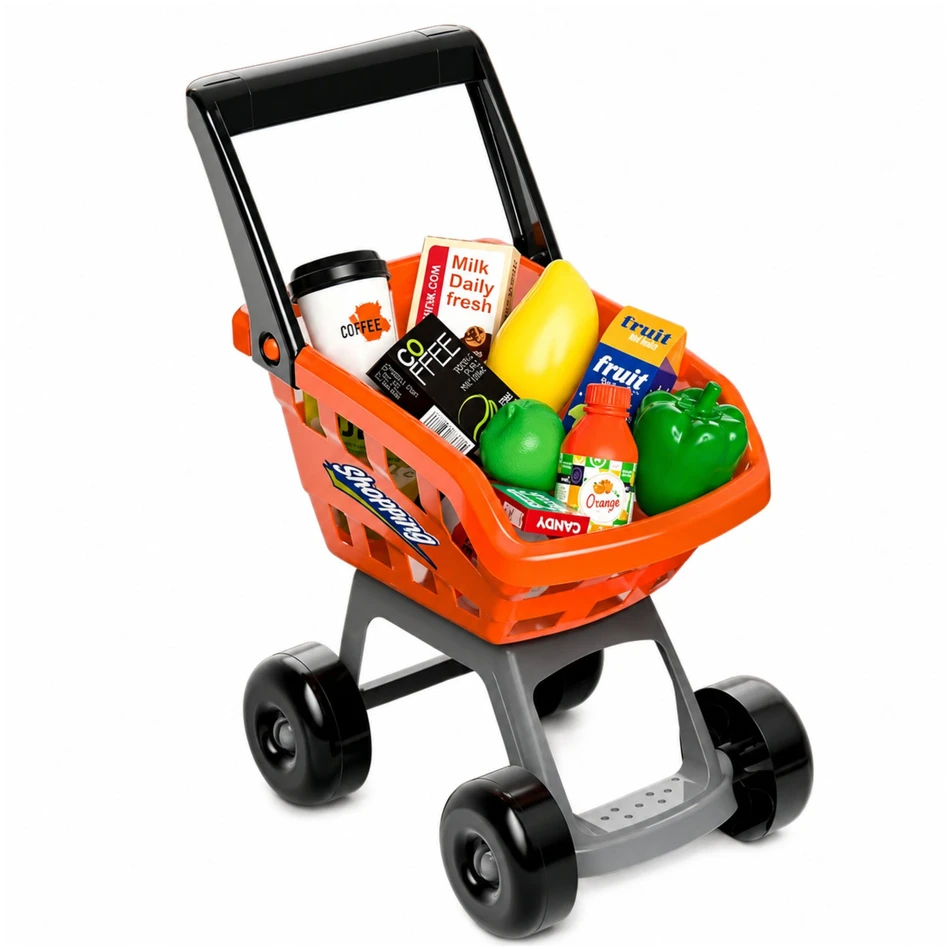 Lean Toys Žaislinis prekybos centro rinkinys su kasos aparatu ir skaitytuvu, įvairiaspalvis, 82 × 48 × 41 cm, apie 60 dalių