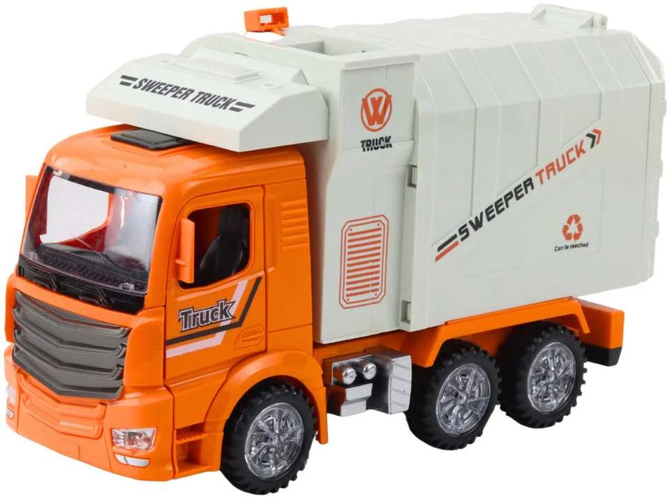 Lean Toys Žaislinis šiukšliavežis su šviesomis ir garsais, oranžinis