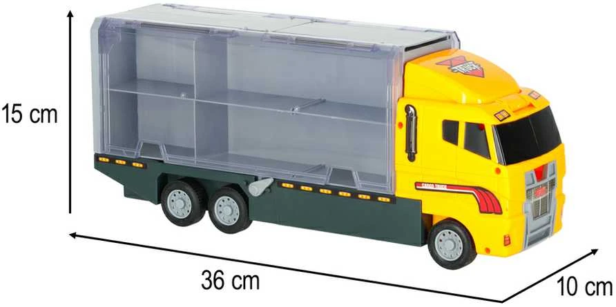 KIK Transporterio sunkvežimis TIR paleidimo įrenginys + metaliniai automobiliai statybinės mašinos