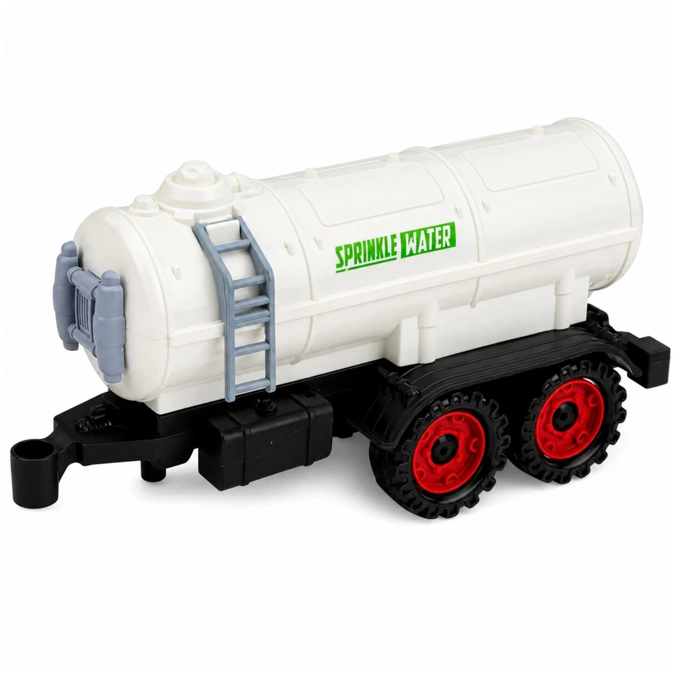 Lean Toys Žaislinis traktorius su cisterna, frikcinė pavara, žalias/baltas, 34 × 10 × 7,5 cm