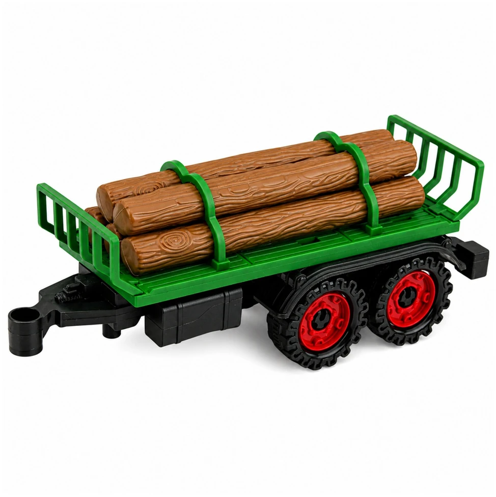 Lean Toys Žaislinis traktorius su dviejų ašių priekaba, frikcinė pavara, žalias, 35 x 10 x 7,5 cm
