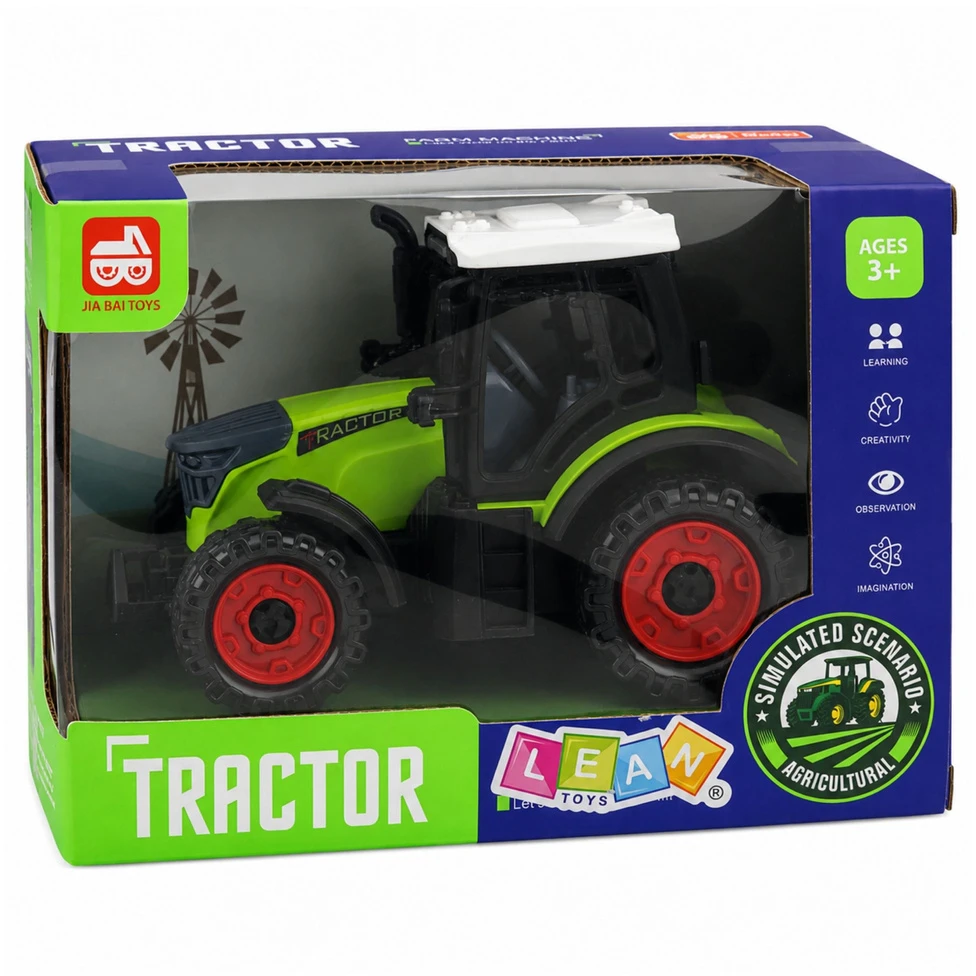 Lean Toys Žaislinis traktorius su frikcine pavara, žalias, 15 × 9,5 × 8 cm