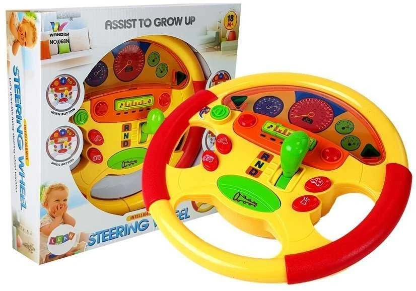 Lean Toys Interaktyvus žaislinis vairas vaikams su garsais ir šviesomis
