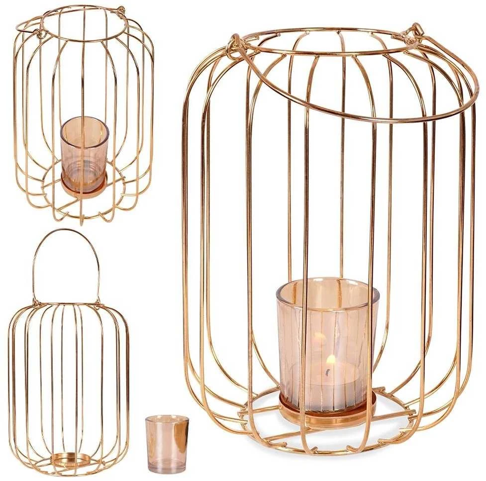 Art-Pol Home Styling Collection Žibintas žvakidė auksinis 21,5 cm