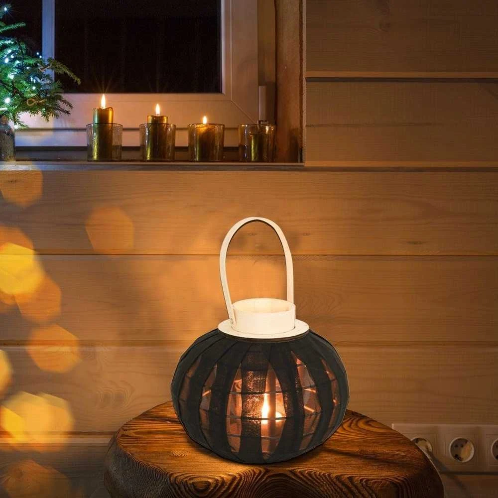 Home Styling Collection Žibintas žvakidė 22 cm Medinis Juodas